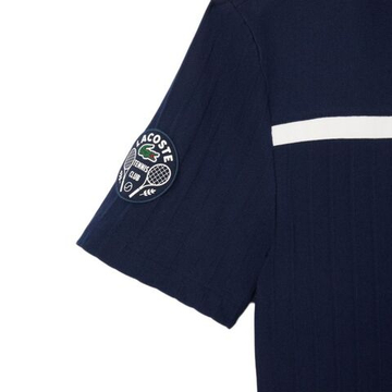 Мужское теннисное поло Lacoste Ultra Dry Badge Accent Tennis Heritage - navy blue/white