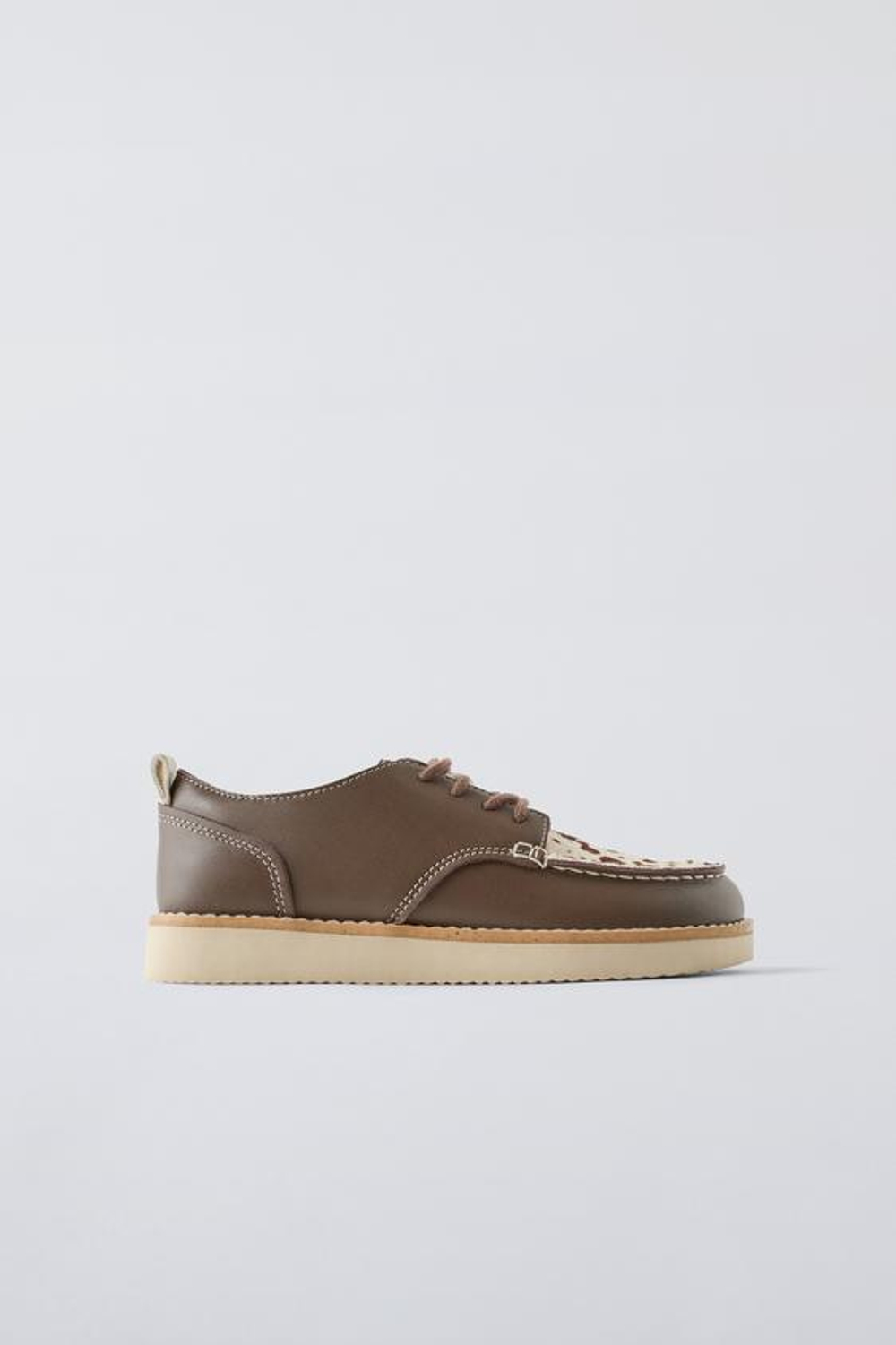 ZARA КОЖАНЫЕ ТУФЛИ, КОРИЧНЕВЫЙ