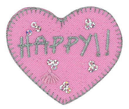 Термоаппликация HKM "Сердечко Happy!! со стразами", 4 x 4,5 см, 1 шт (10216100/240917/0052250/5_Герм