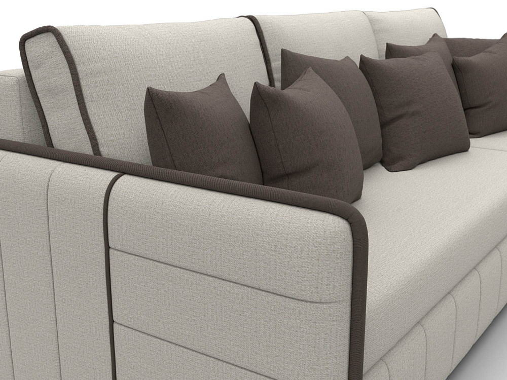 Диван угловой Лига-078 угол универсальный РОГОЖКА Амур 02 бежевый Амур 05 коричневый