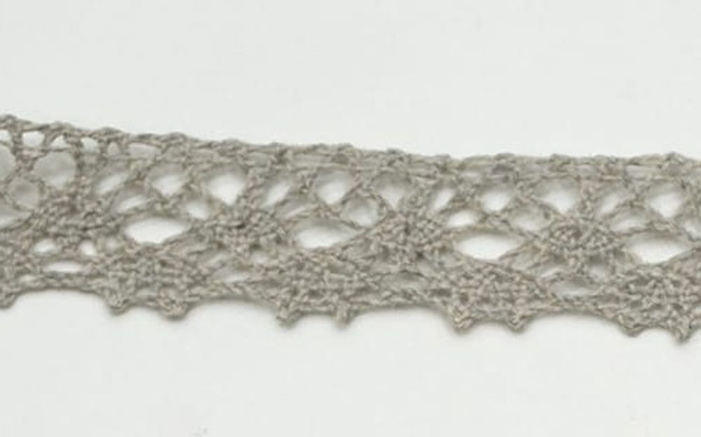 Кружево хлопковое/Тесьма вязаная, ш. 2 см, 20.01.015, св.серый