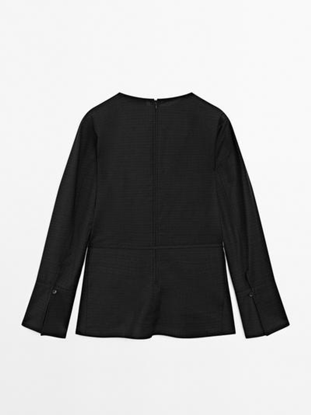 Massimo Dutti Блуза из смесовой шерсти с поясом, черный