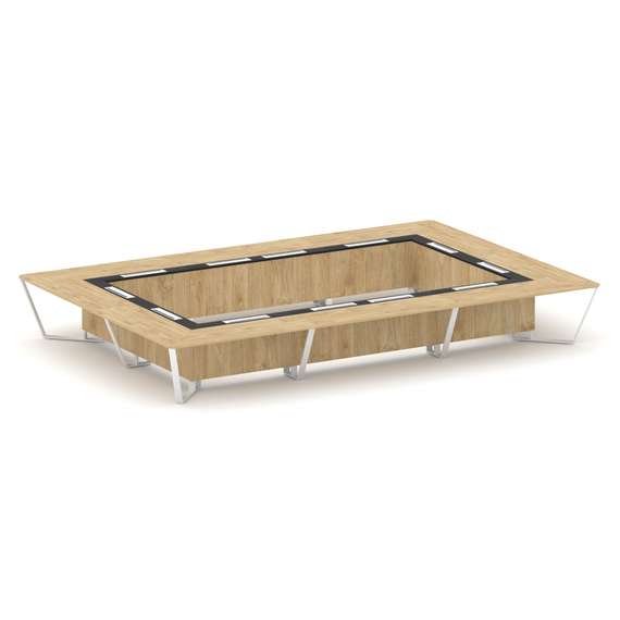 Steel Meet Стол переговорный прямоугольный KM-PR.B.SP-26K2 Тиквуд Светлый/Графит Глянец/Металл Белый