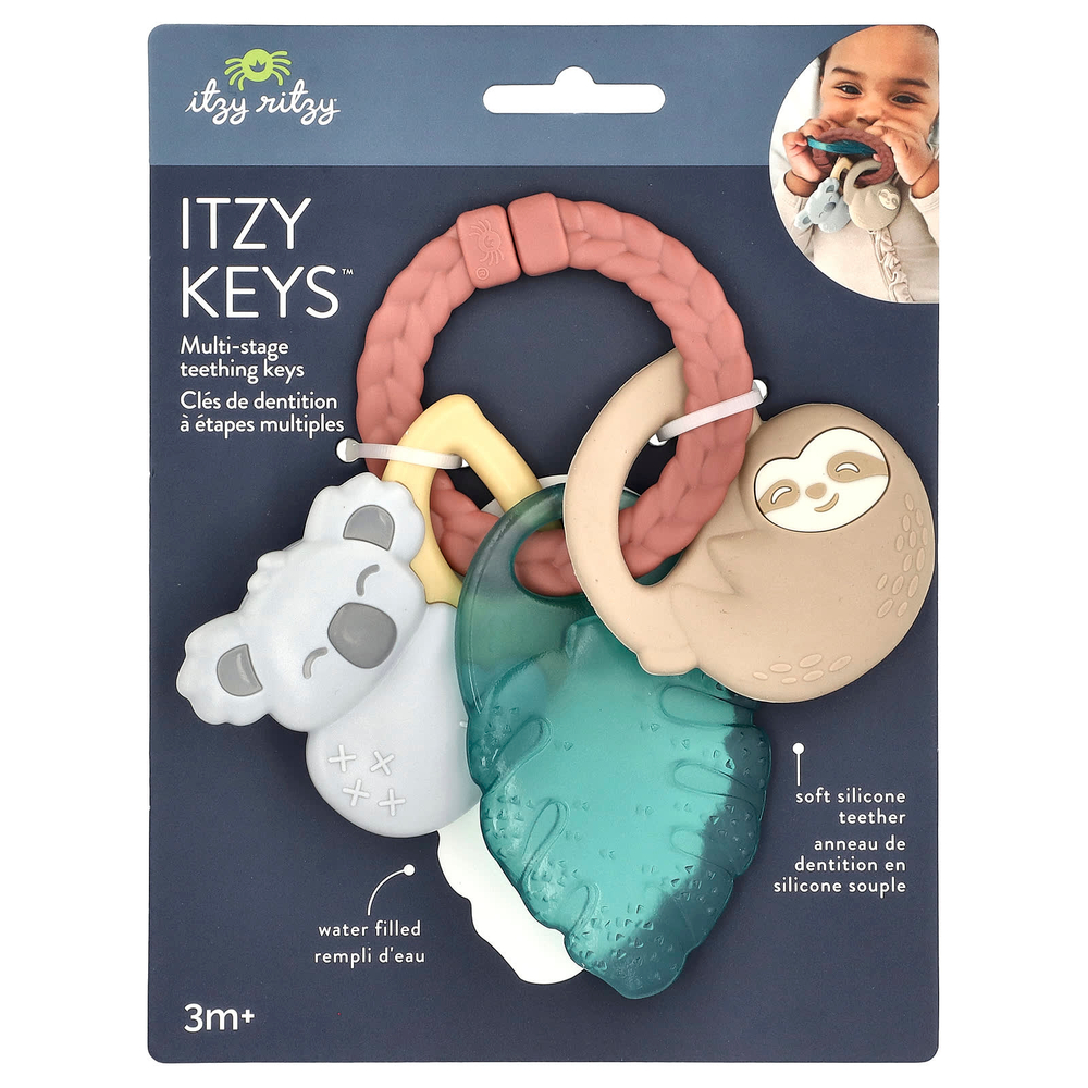 itzy ritzy, Itzy Keys™, многоступенчатые ключи для прорезывания зубов, от 3 месяцев, тропические фрукты, 1 шт.