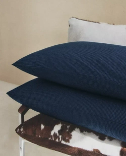 ZARA HOME НАВОЛОЧКА ИЗ ХЛОПКА С ТКАНЫМ УЗОРОМ, СИНИЙ