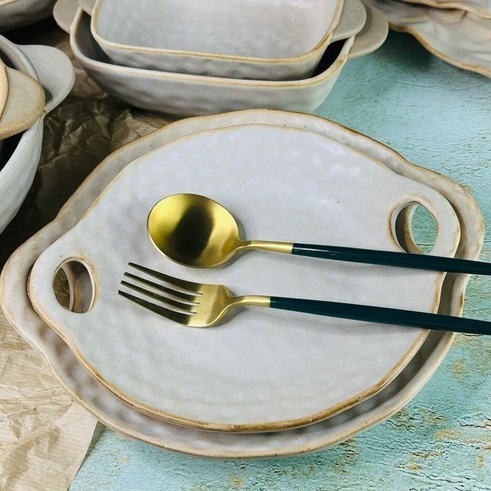 Lenardi 205-693 Набор из 2 блюд 23см ДЮНА с ручками в под.уп.(х18)Фарфор