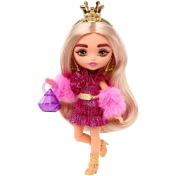 Barbie Extra Minis - Маленькая модная кукла в розовом наряде и короне HJK67 / артикул   HGP62 HJK67  / GTIN 194735088553
