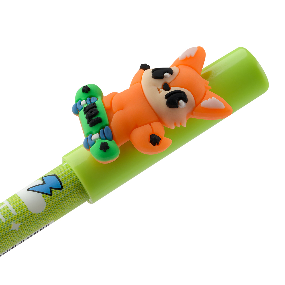 Ручка гелевая стираемая "Skate party" синяя, 0,5мм, корпус ассорти, с топпером