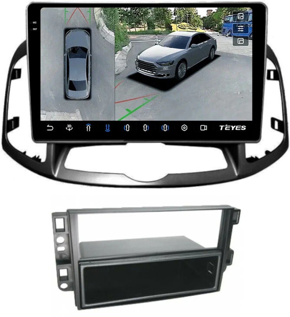 Магнитола для Chevrolet Captiva 2011-2015 (перенос БК вниз) - Teyes CC3-2K-360 монитор 10.36" 2K QLED на Android 10, 6Гб+128Гб, CarPlay, 4G SIM-слот, 4 камеры в комплекте