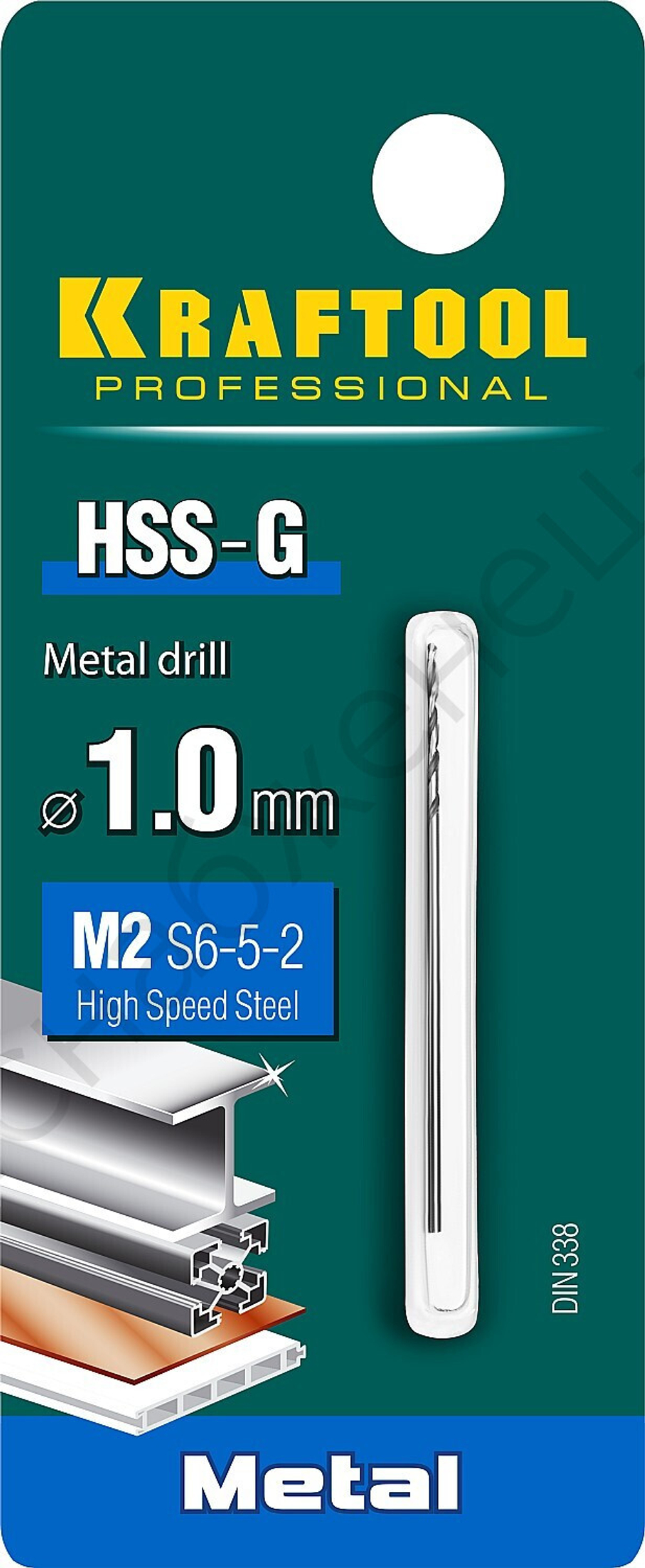 KRAFTOOL HSS-G 1.0 х40мм, Сверло по металлу HSS-G, сталь М2(S6-5-2)