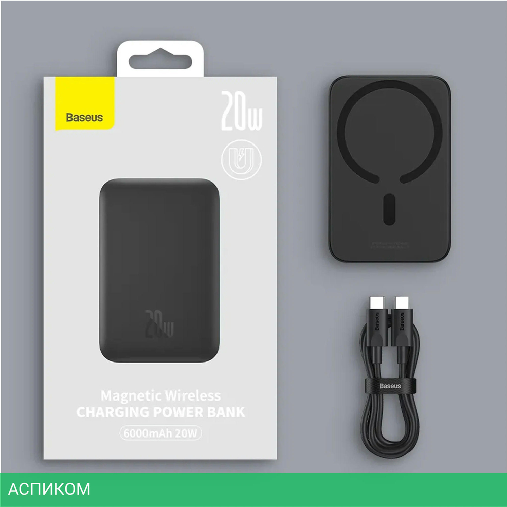 Портативное зарядное устройство Baseus Magnetic Mini Air PPCXM06A Black (P10059002113-00)