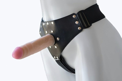 Женский мягкий пояс с насадкой Экзотик-ALICE - 18,2 см. (Цвет: телесный с черным)