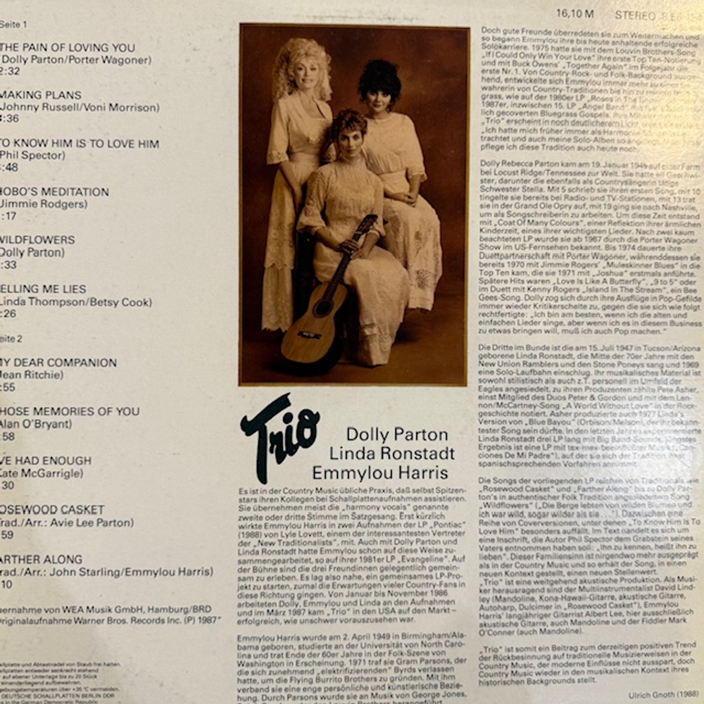 Виниловая пластинка Dolly Parton · Linda Ronstadt · Emmylou Harris – Trio LP