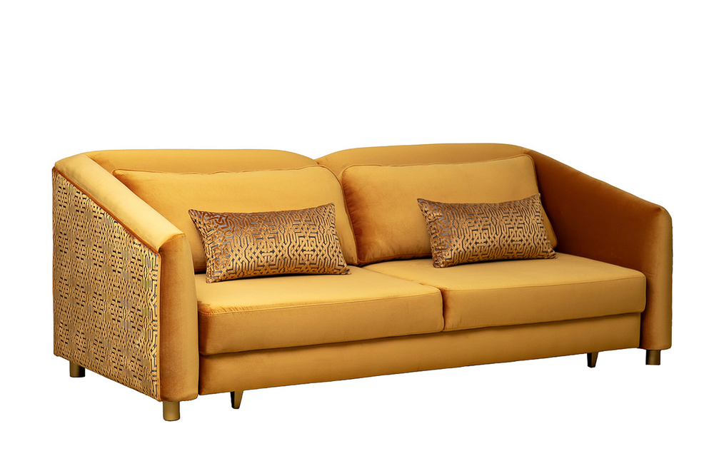 Диван Garda Decor Треви (Trevi) 230М(К) трехм раскл с кантом оранж Velv ORANG+Lattice ORANG 232*103*88 см