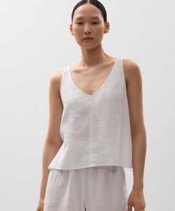 Oysho Топ из 100% льна с V-образным вырезом, белый