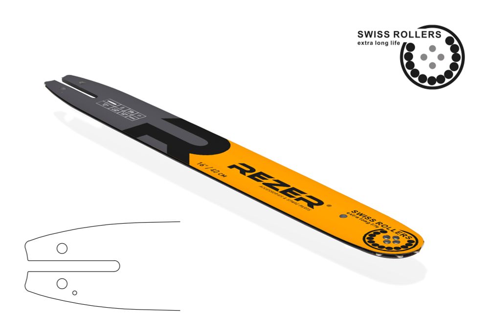 Длина шины, см: 40 (16”) Ширина паза, мм: 1,3 (0,050”) Шаг цепи, мм: 9,3 (3/8”)