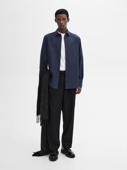 Massimo Dutti Рубашка из 100% хлопкового твила, темно-серый