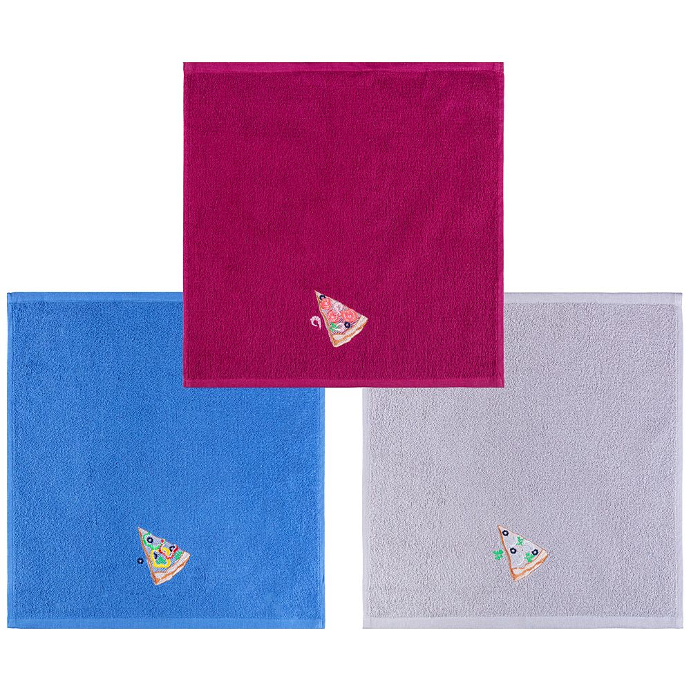 КОМПЛЕКТ САЛФЕТОК МАХРОВЫХ "ПИЦЦА",35Х35СМ-3ШТ,СЕРЫЙ, БОРДО, СИНИЙ 100% ХЛОПОК