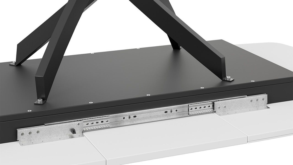 Стол кухонный обеденный раздвижной Черный муар/Стекло матовое белый мрамор 134(173)х90х75 см