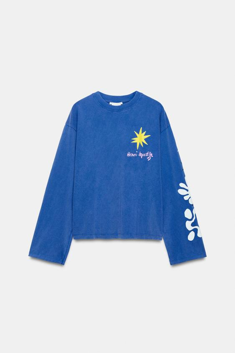 ZARA ФУТБОЛКА HENRI MATISSE С ЭФФЕКТОМ ПОТЕРТОСТИ, СИНИЙ