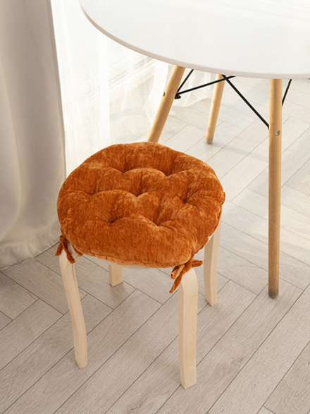 Подушка на стул DeNASTIA D40 велюр меланж, 100%ПЭ, оранжевый