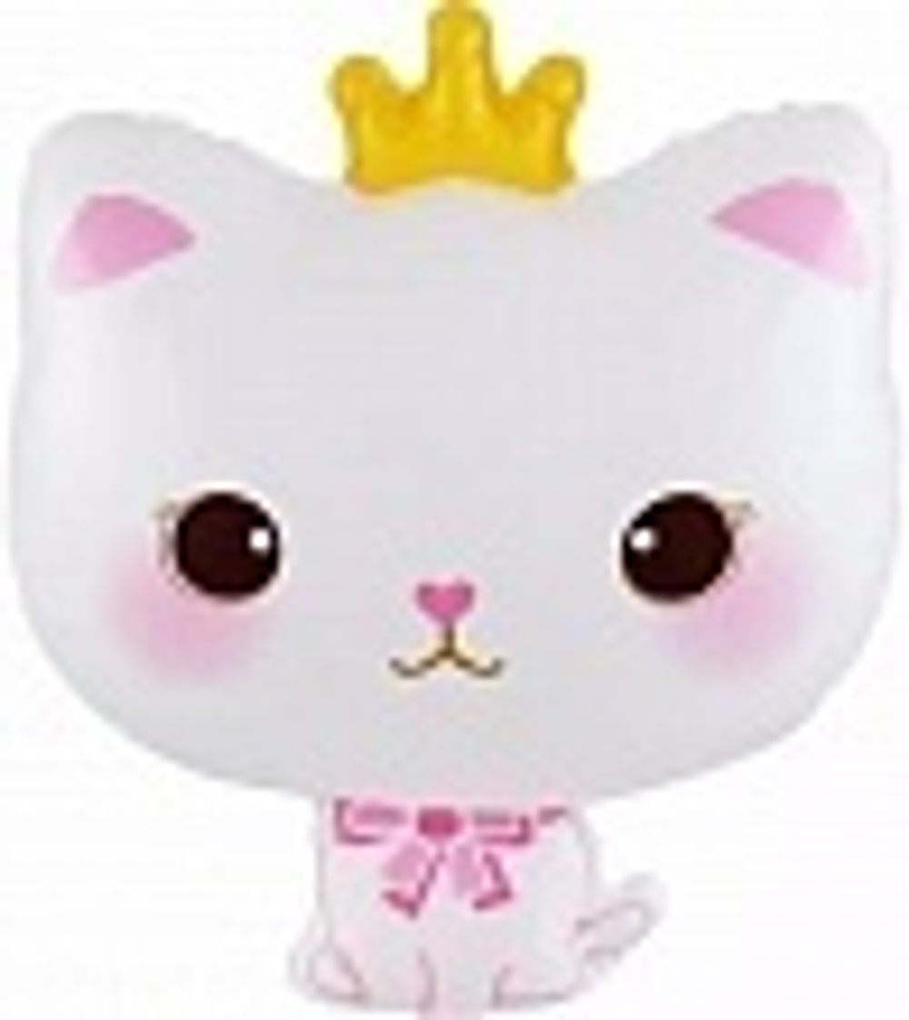 Шар (24""/61 см) Фигура, Котенок Принцесса, Белый, 1 шт. Б3 (3,5 порции) Б014