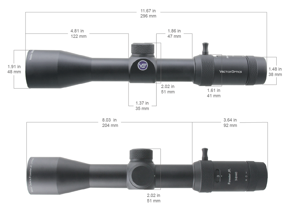 Оптический прицел Vector Optics ster JR. 3-9x40, сетка крест с точкой, 30 мм, широкоугольный, без подсветки (SCOM-35P) под мелкашку