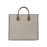 GUCCI Canvas With Leather Tote Bag, Shopping Bag, Shoulder Bag, Crossbody Bag, Handbag Medium Unisex Ebony & Brown