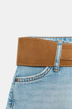 ZARA ДЖИНСОВЫЕ ШОРТЫ Z1975 С РЕМНЕМ, ВЫЦВЕТШИЙ СИНИЙ