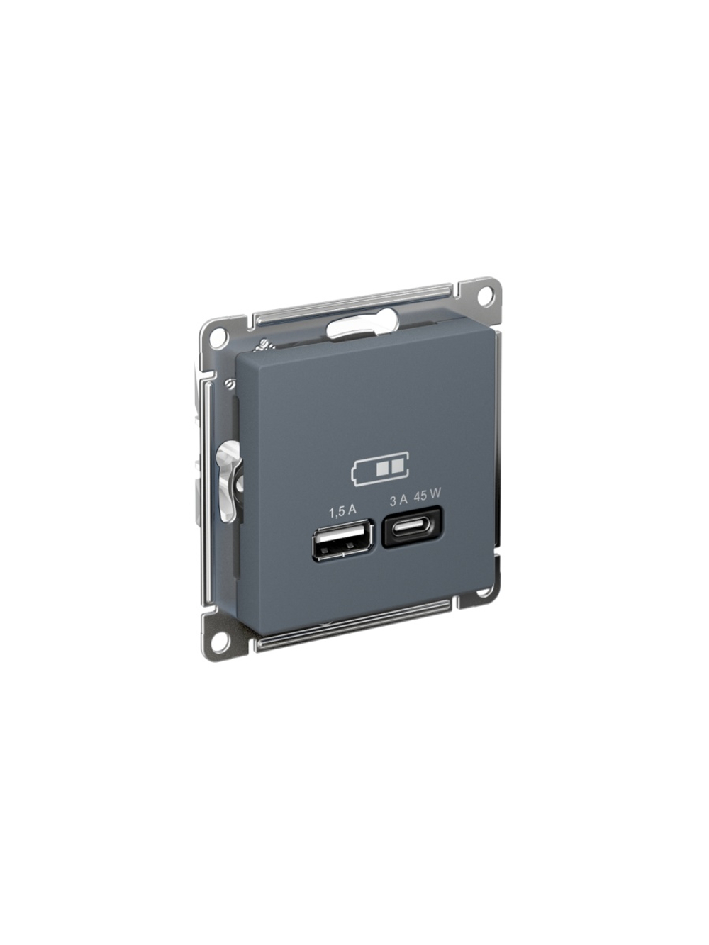 Розетка USB AtlasDesign тип A+C 45Вт QC PD высокоскор. ЗУ механизм грифель SE ATN000729