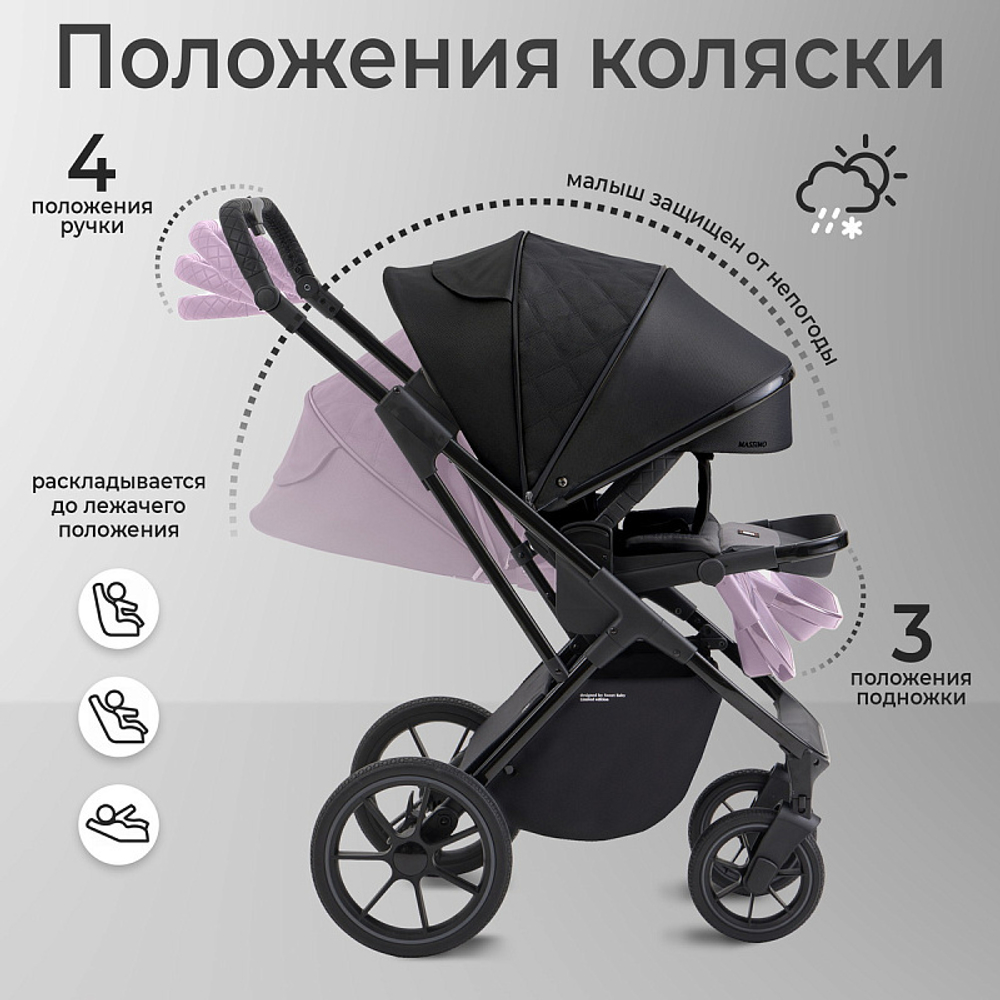Детская коляска Sweet Baby Massimo SBL 3 в 1 Black