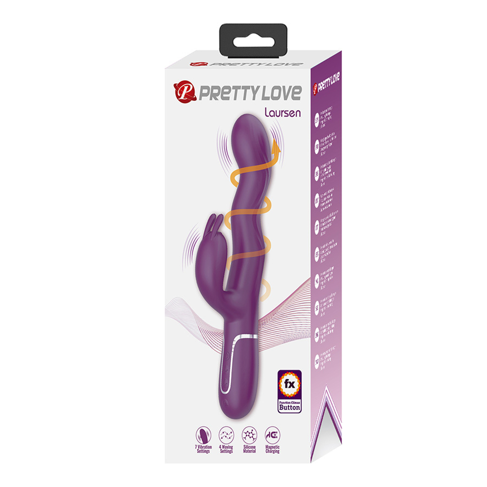 Фиолетовый вибратор-кролик 24,9см с волновыми движениями Pretty Love Waving & Vibrating Rabbit Laursen Dark Purple BW-500089-1