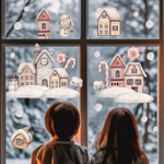 Наклейки для окон, мебели и стен РОЖДЕСТВЕНСКИЕ ДОМИКИ