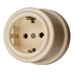 Розетка электрическая с заземляющим контактом, керамика, цвет Песочное золото B1-101-04
