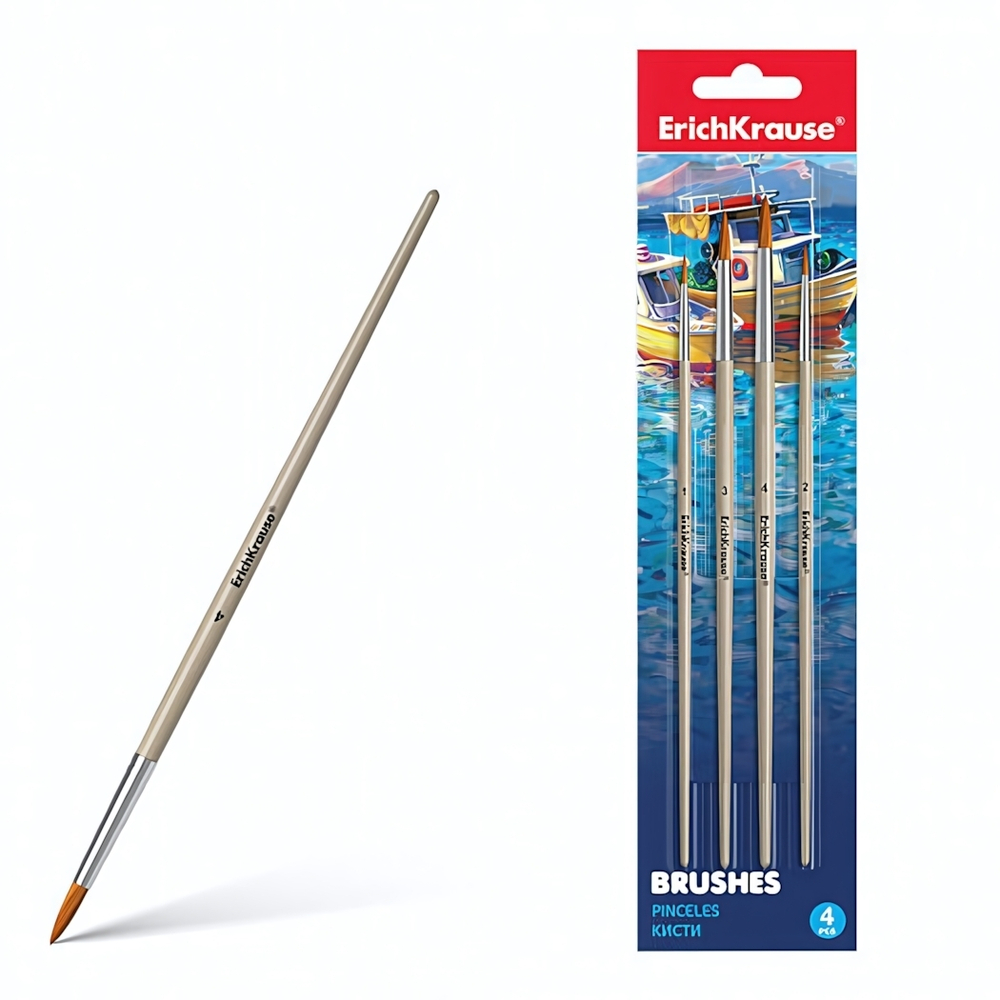 Кисти 4шт. синтетика (ErichKrause)