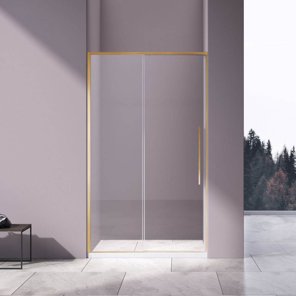 Душевая дверь Слим-Н (Slim-N) VDS-4SN130CLG, 1300, брашированное золото, стекло прозрачное