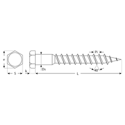 Шурупы ШДШ с шестигранной головкой (DIN 571), 40 х 6 мм, 2 500 шт, ЗУБР