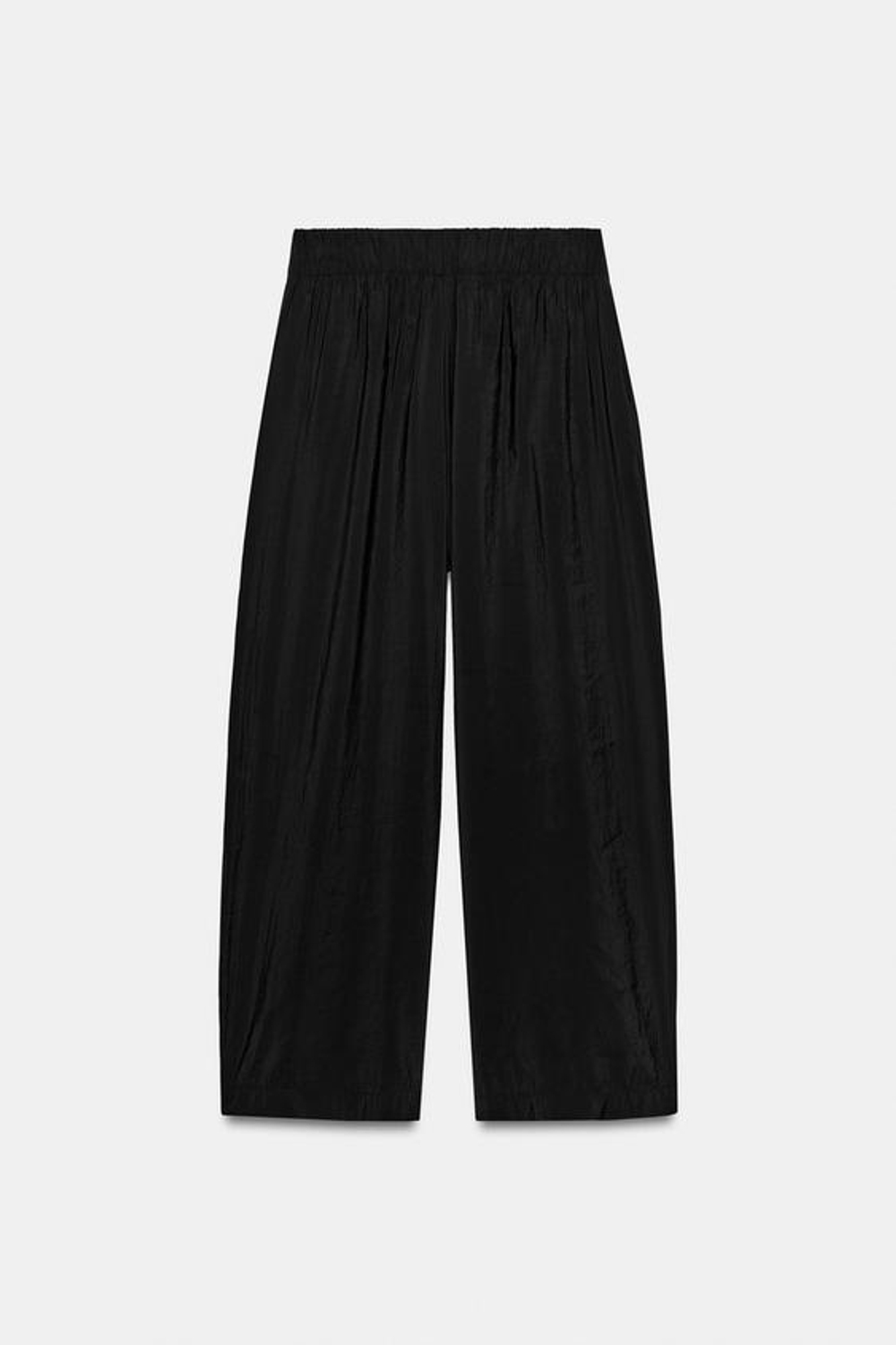 ZARA УКОРОЧЕННЫЕ БРЮКИ НА РЕЗИНКЕ, ЧЕРНЫЙ