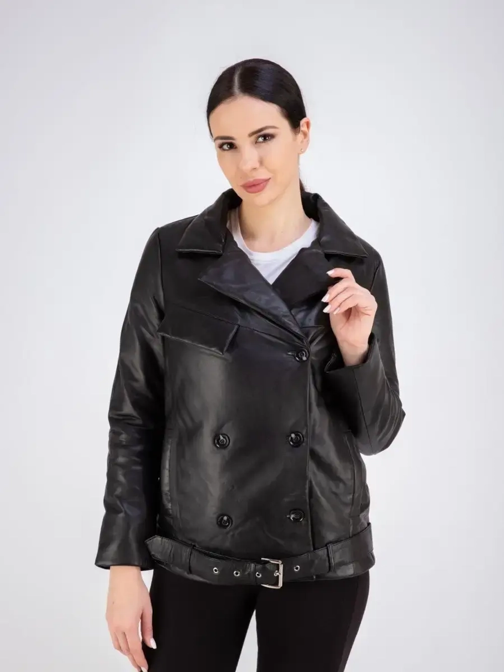Кожаная куртка демисезонная косуха утепленная