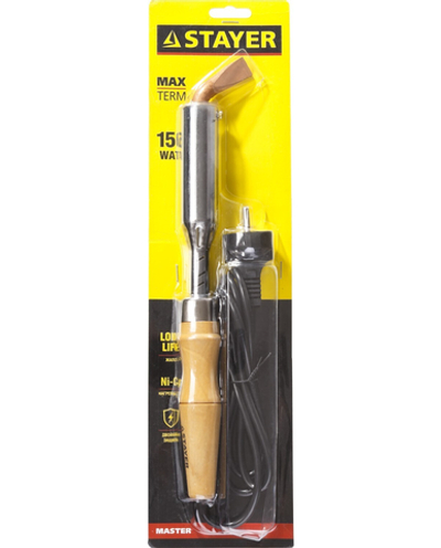 STAYER MAXTerm, 150 Вт, клин, электропаяльник для с деревянной рукояткой (55311-150)