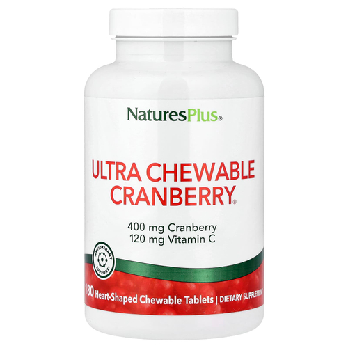 NaturesPlus, Ultra Chewable Cranberry®, 180 жевательных таблеток в форме сердца