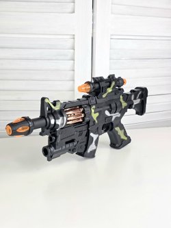 Автомат с лазерным прицелом свет/звук/мягкие пули в коробке (200346852)