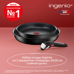 Набор посуды со съемной ручкой Tefal Ingenio Unlimited 3 предмета 24/28 см L7638942