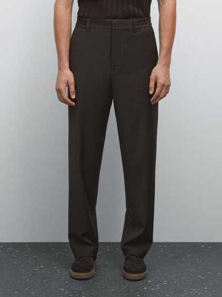 Massimo Dutti Брюки-джоггеры из шерстяной смеси, коричневый