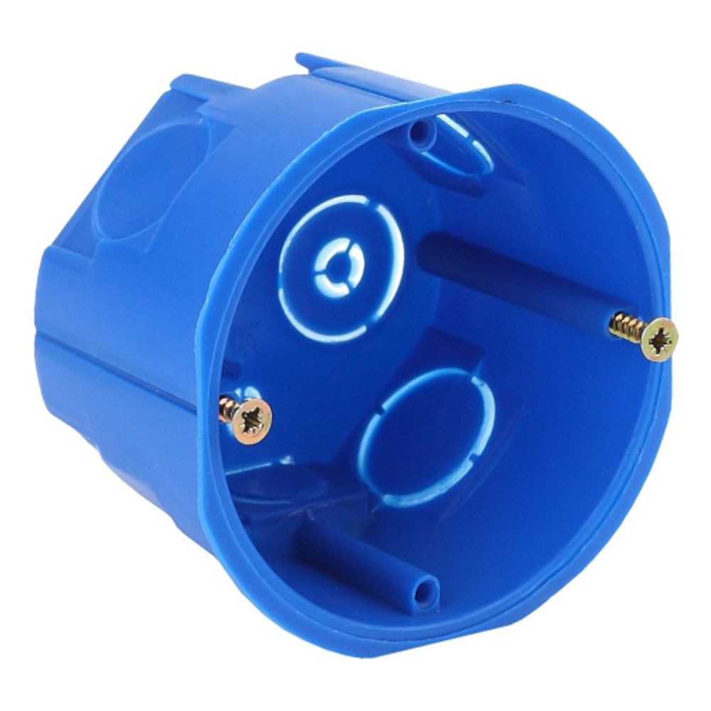 Коробка установочная ЭРА KUT-68-45-blue синяя 68х45мм для твердых стен саморезы IP20 | Коробки монтажные установочные для твердых стен