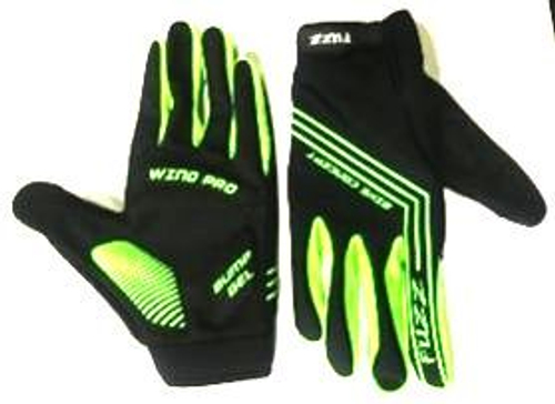 Перчатки неопрен, WIND PRO, черно-неон зеленые, утепленные, длинные пальцы, р-р L, для сенсорных экранов, GEL, на липучке FUZZ