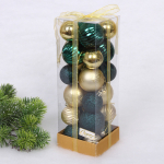 Набор шаров «Christmas» 5 см + 4 см (24 предметов), Изумруд/Золото