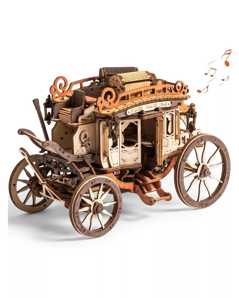 Деревянный конструктор Музыкальный Дилижанс Stagecoach Mechanical AMKA1 (ROKR)