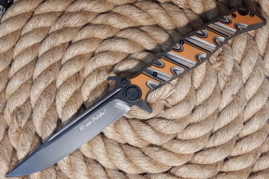 Нож НОКС Финка-С сталь VG10 Black Orange (342-538496) - юбилейный "80 лет Победы!"