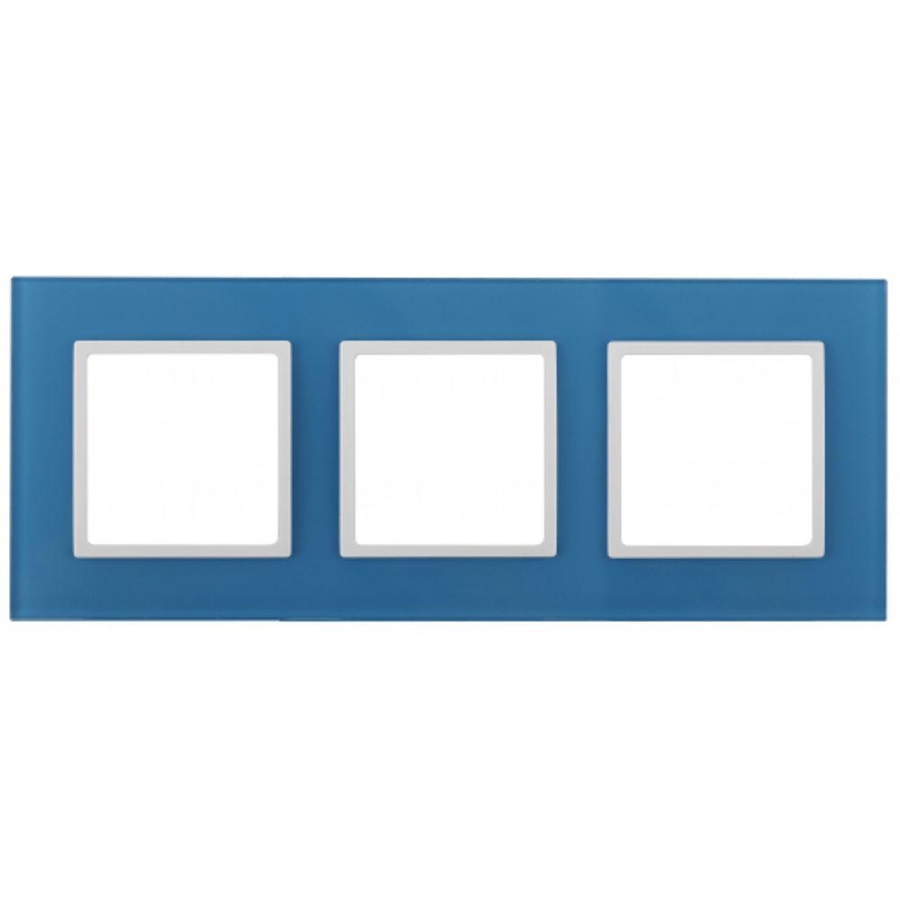 14-5103-28 ЭРА Рамка на 3 поста, стекло, Эра Elegance, голубой+бел
